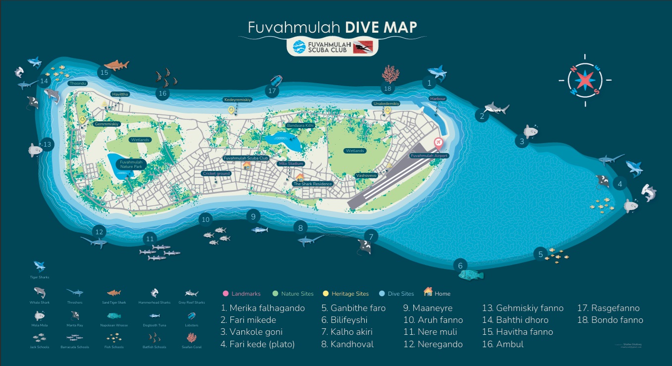 Fuvahmulah Scuba Club Dive Map